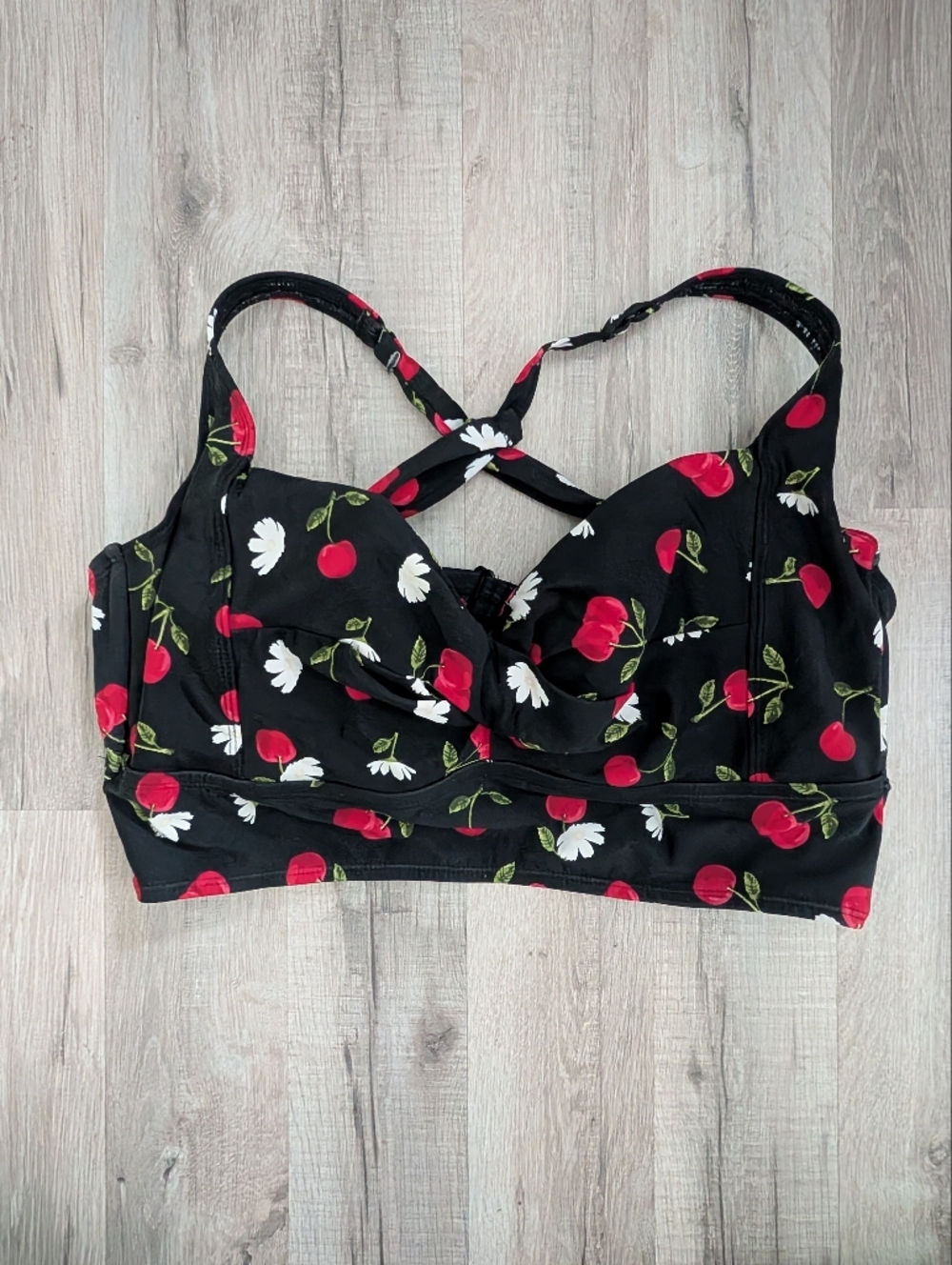 torrid Black Cherry Print Longline Pushup Swim Top, 1X (C3) - Picture 2 of 5